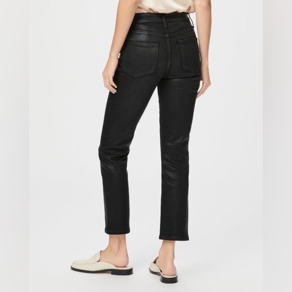 PAIGE Cindy Jeans High Rise Transcend Black Fog Luxe Coating Sz 30 Goth Core - Picture 2 of 16